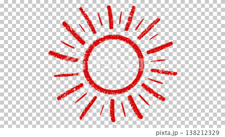 Hand drawn crayon sun shape doodle element 138212329