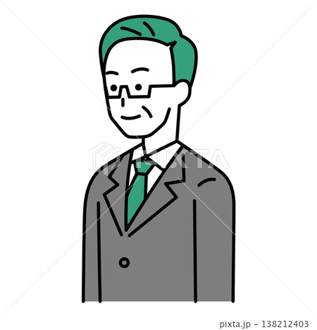 まっすぐ前を向いている中年のスーツの男性 138212403