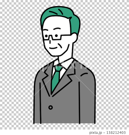 まっすぐ前を向いている中年のスーツの男性 138212403