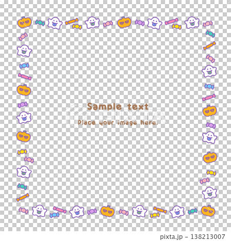 可愛的萬聖節方形相框 | 設計素材和留白 138213007