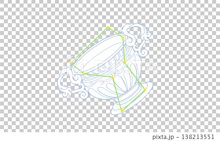 巨爵座的彩色線條藝術插圖(一個杯子和星座線條的圖像) 巨爵座的彩色線條藝術插圖(一個杯子和星座線條的圖像) 138213551