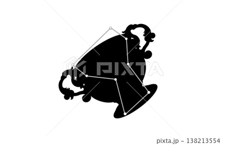 コップ座のシルエットイラスト（コップの絵と星座線） 138213554