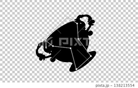 巨爵座的輪廓圖（一個杯子和星座線的圖像） 138213554