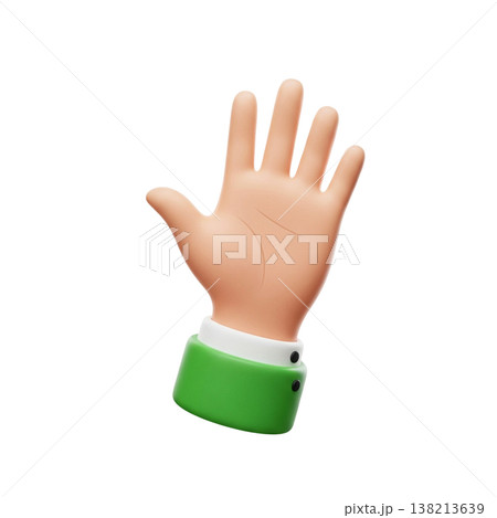clean rise hand in 3d cartoon style 138213639