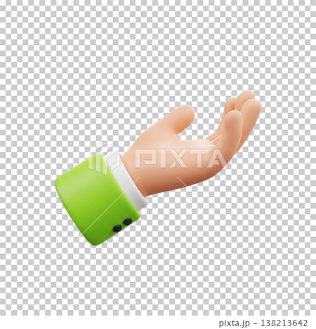 Simple Reach hand symbol in 3d cartoon style 138213642