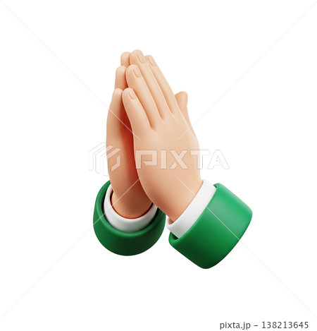 Pray hand symbol in 3d cartoon style 138213645