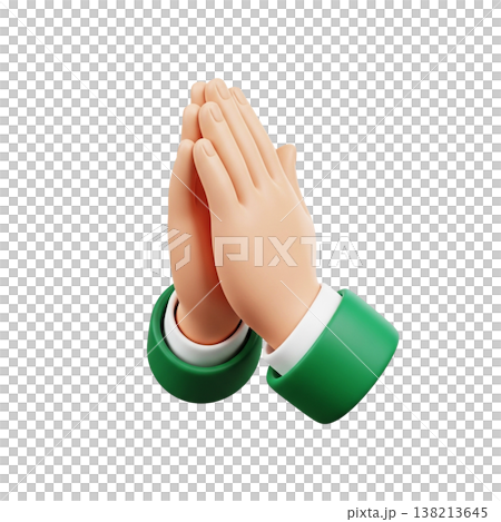 Pray hand symbol in 3d cartoon style 138213645