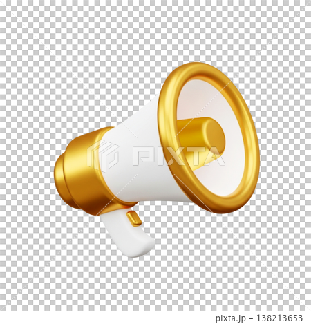 Simple clean white gold 3d megaphone illustration Simple clean white gold 3d megaphone illustration 138213653