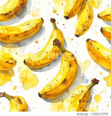 水彩バナナ小さめ配置背景素材 138213795