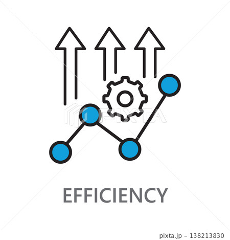 An icon representing efficiency on a white background. 138213830