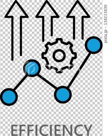 An icon representing efficiency on a white background. 138213830