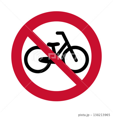 自転車進入禁止・駐輪禁止の標識アイコン。放置自転車禁止のピクトグラム。 138213965