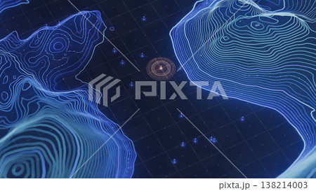 High tech mapping, HUD dashboard, volumetric terrain mesh, concentric radar High tech mapping, HUD dashboard, volumetric terrain mesh, concentric radar 138214003