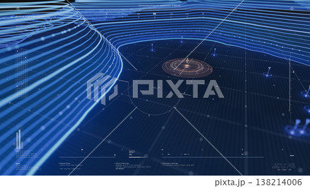 3D illustration UAV telemetry and navigation dashboard featuring a radar style target ring 138214006