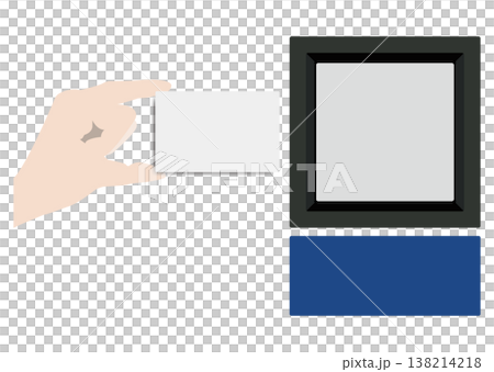 A hand holding a card over the ticket gate. A hand holding a card over the ticket gate. 138214218