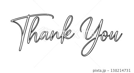 Signature thank you lettering in outline style 138214731