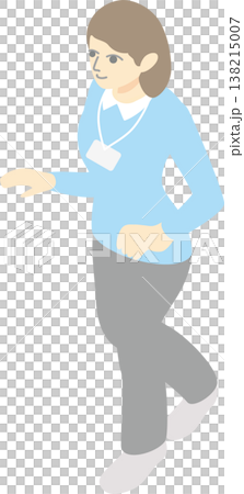 Isometric illustration of a female caregiver (full body image) 138215007