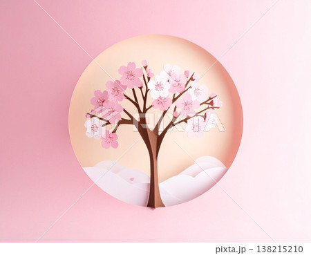 桜の花びらが舞うピンク色の背景素材 桜の花びらが舞うピンク色の背景素材 138215210