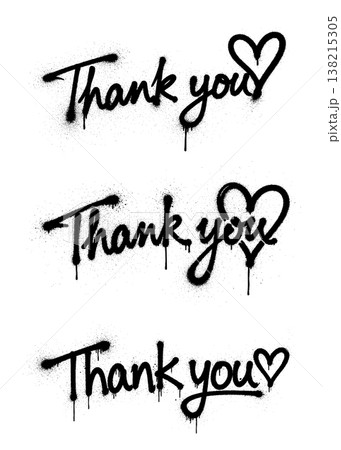 Sprayed black thank you greeting text 138215305