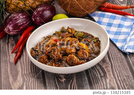 Squid with vegetables in oyser sauce Squid with vegetables in oyser sauce 138215385