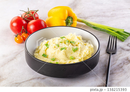 Mashed potato with green onion Mashed potato with green onion 138215393