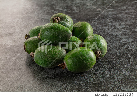 Fresh sweet juicy green feijoa fruit 138215534