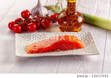 Salted salmon fish fillet piece Salted salmon fish fillet piece 138215545
