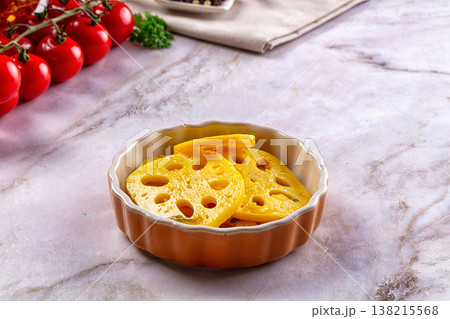 Marinated piclked lotus root slices 138215568