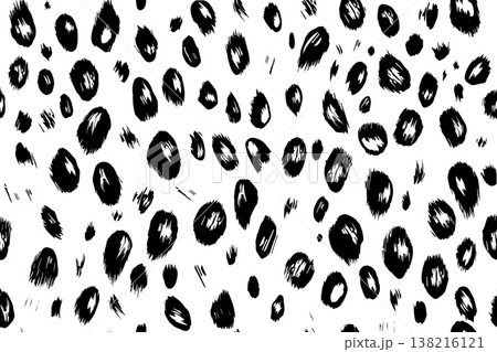 Leopard Grunge brush strokes vector seamless pattern. Hand drawn ink dirty 138216121