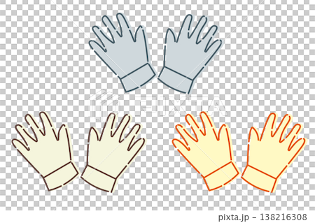 工作手套圖示集，3 種顏色（工作手套、園藝手套、簡易插畫素材） 138216308