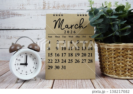 March 2026 monthly calendar on chalkboard for planning and management 138217082