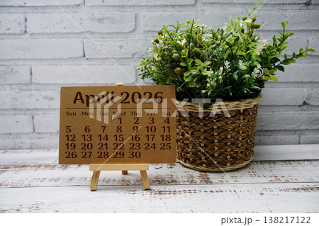 April 2026 monthly calendar on chalkboard for planning and management 138217122