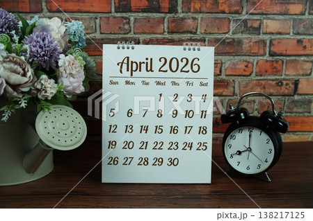 April 2026 monthly calendar on chalkboard for planning and management 138217125