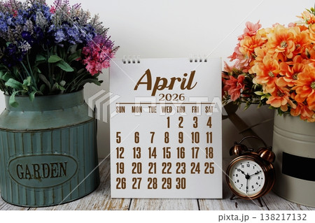 April 2026 annual monthly desk calendar for planning and management 138217132