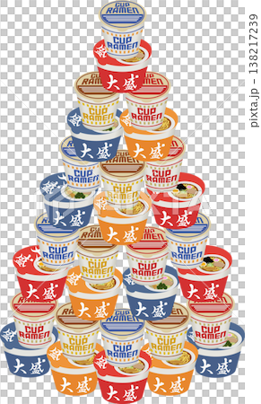 積み上げたカップ麺 138217239