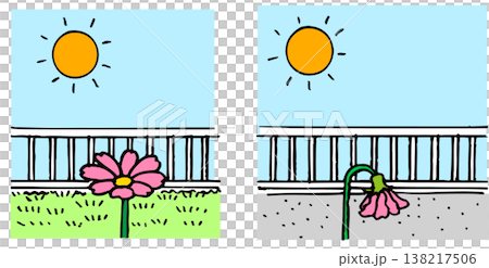 Illustrations of vibrant flowers and wilted flowers Illustrations of vibrant flowers and wilted flowers 138217506