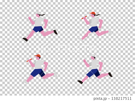運動会のリレーで走る人のベクターイラスト素材セット 運動会のリレーで走る人のベクターイラスト素材セット 138217511