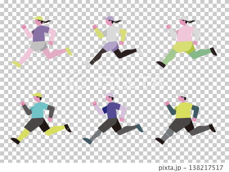 ジョギングする男女のベクターイラスト素材セット 138217517