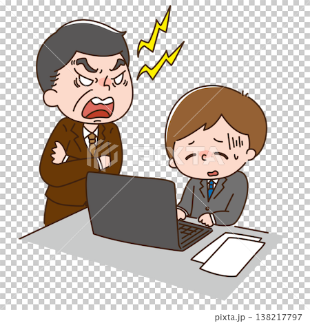 A subordinate being yelled at by their boss A subordinate being yelled at by their boss 138217797