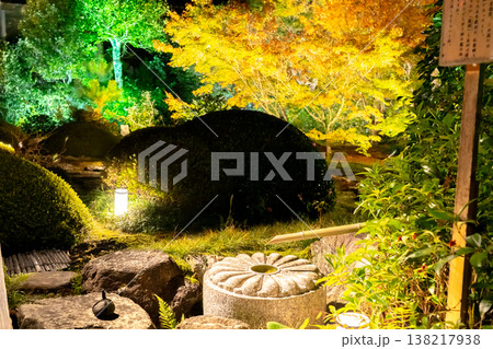 京都 東山泉涌寺別院 雲龍院(瑠璃山) 境内中庭の紅葉(月窓の間からの眺め)ライトアップ 京都 東山泉涌寺別院 雲龍院(瑠璃山) 境内中庭の紅葉(月窓の間からの眺め)ライトアップ 138217938