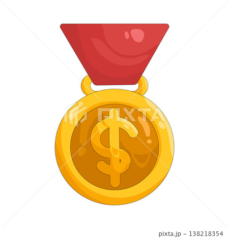 Illustration of Gold medal with dollar sign 138218354