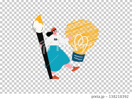 插畫由一位女性插畫家創作 插畫由一位女性插畫家創作 138218392