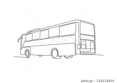 Continuous one line drawing long-distance coach bus for group tourism, intercity travel. Represent public transit, automotive mobility, road trips. Single line draw design vector graphic illustration 138218434