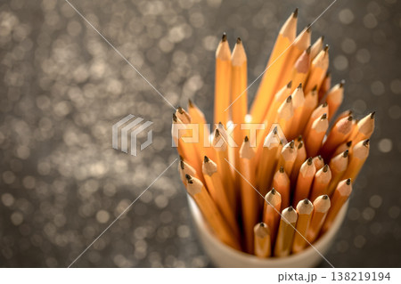 the stack of pencils in a glass the stack of pencils in a glass 138219194