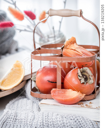 Still life fresh persimmon Still life fresh persimmon 138219205
