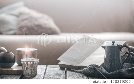 still life from home interior on wooden background still life from home interior on wooden background 138219206