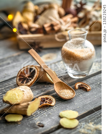 Still life with a ginger and lemon sugar Still life with a ginger and lemon sugar 138219245