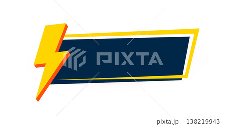 3d electric lighting bolt sign with text space 3d electric lighting bolt sign with text space 138219943