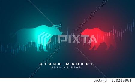 bullish vs bearish stock market trade chart background 138219961