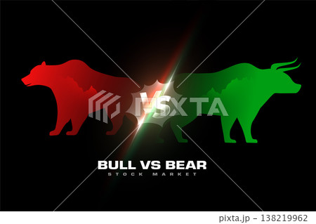 bull profit vs bear loss stock trade dark background 138219962